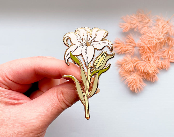 White Lily (Lilium candidum) Enamel Pin