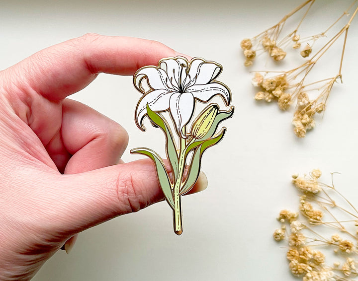 White Lily (Lilium candidum) Enamel Pin