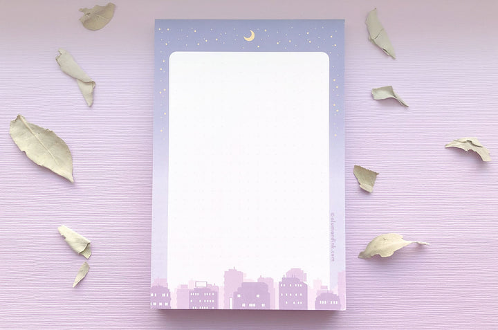 Starry Cityscape Dotted Grid Notepad