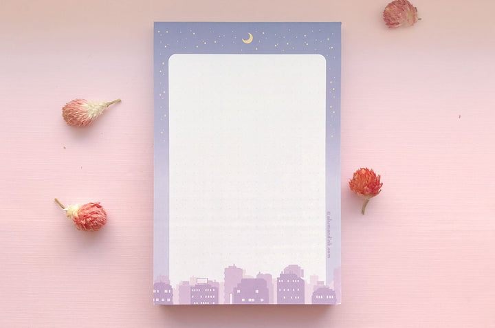 Starry Cityscape Dotted Grid Notepad
