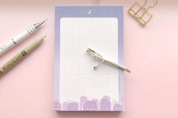 Starry Cityscape Dotted Grid Notepad