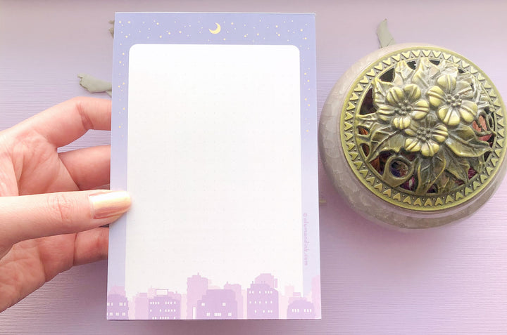 Starry Cityscape Dotted Grid Notepad