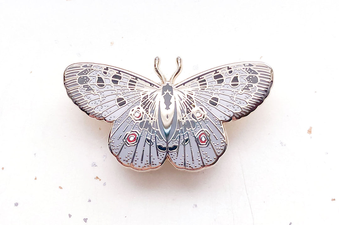 Mountain Apollo Butterfly (Parnassius apollo) Enamel Pin