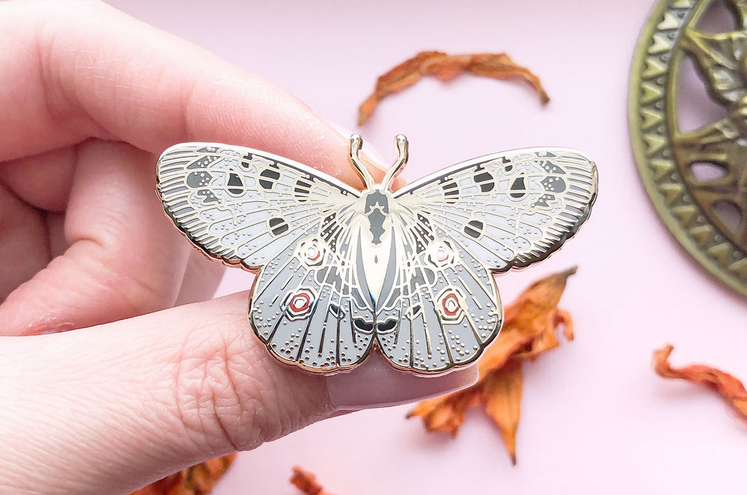 Mountain Apollo Butterfly (Parnassius apollo) Enamel Pin