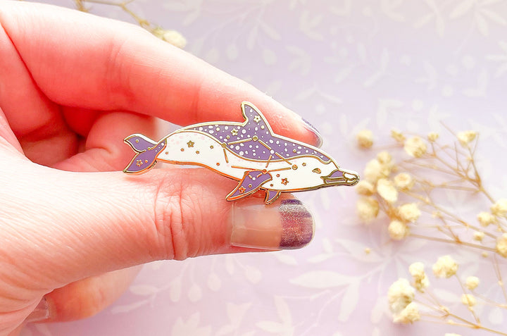 Auriga Constellation Pantropical Spotted Dolphin Enamel Pin