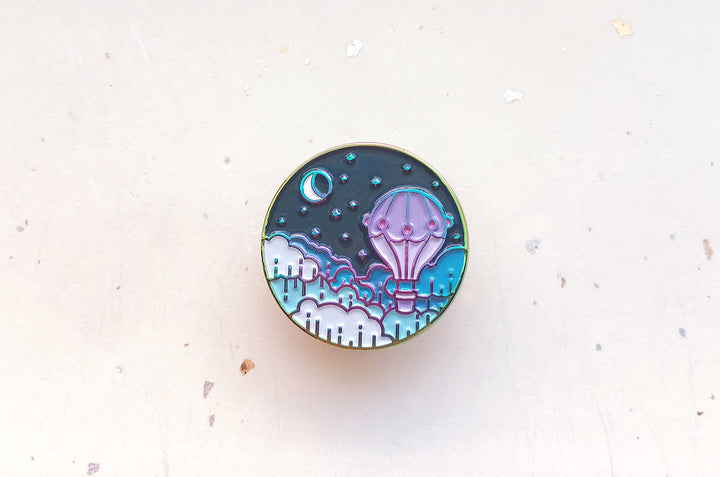 Balloon and Moon Enamel Pin