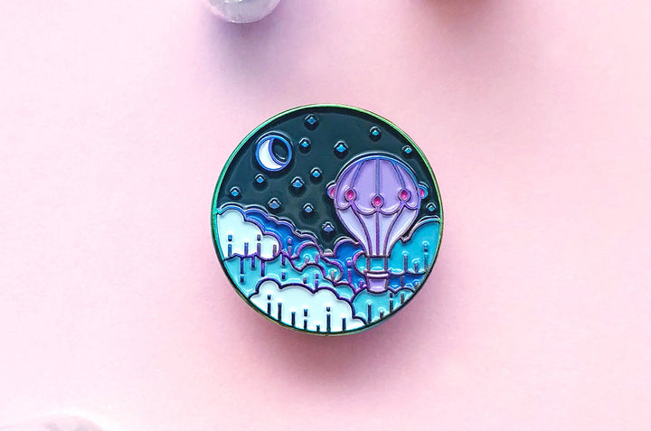 Balloon and Moon Enamel Pin