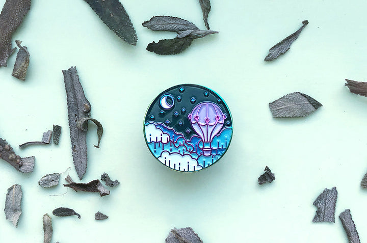 Balloon and Moon Enamel Pin