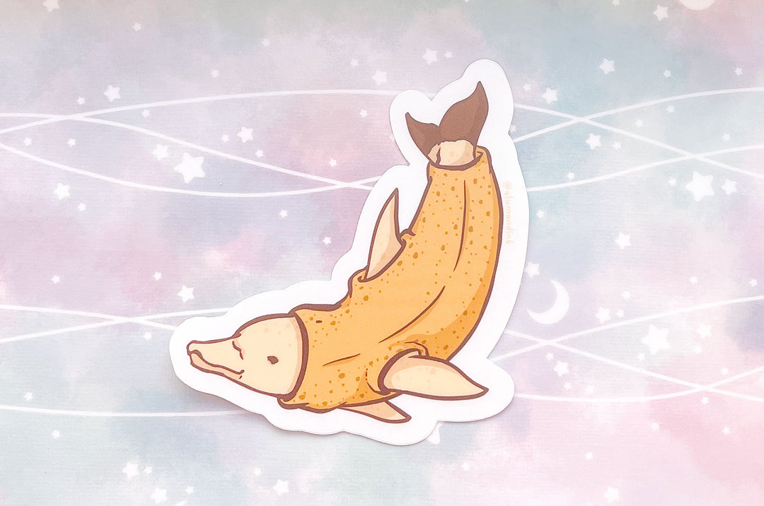 Banana Dolphin Clear Vinyl Sticker