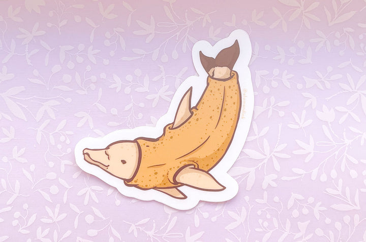 Banana Dolphin Clear Vinyl Sticker