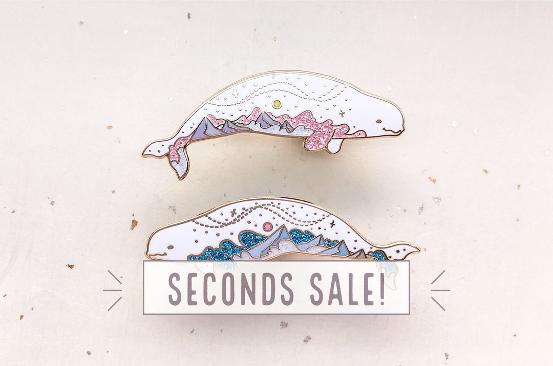 Mountain Sky Beluga Whales Enamel Pin Set (Seconds)