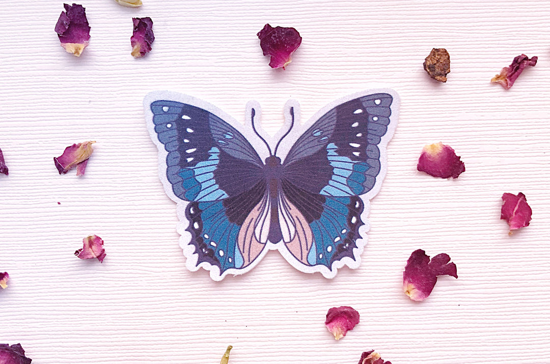 African Bluewing Butterfly Microfiber Sticker