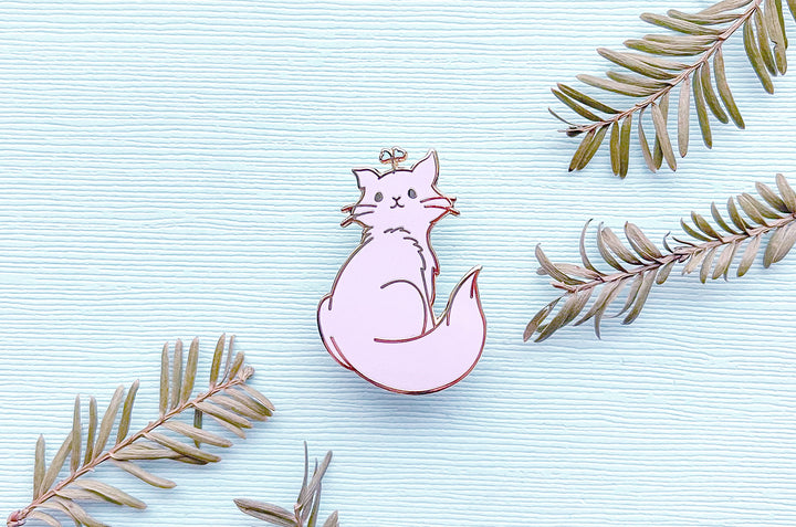 Broccoli Sprout Cat Enamel Pin