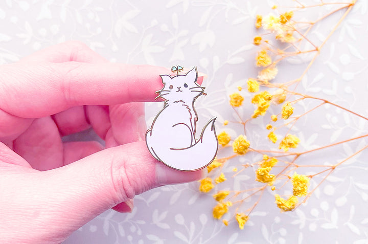 Broccoli Sprout Cat Enamel Pin