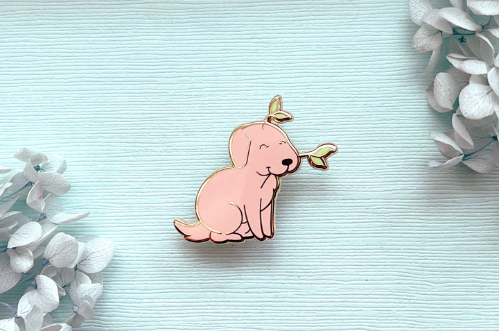 Bean Sprout Dog Enamel Pin