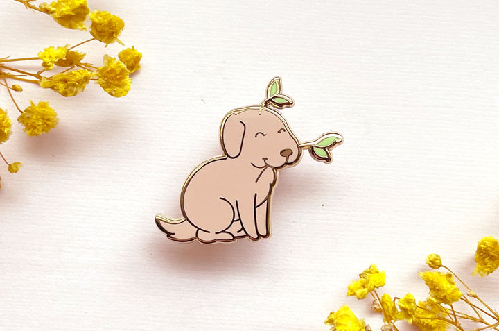 Bean Sprout Dog Enamel Pin