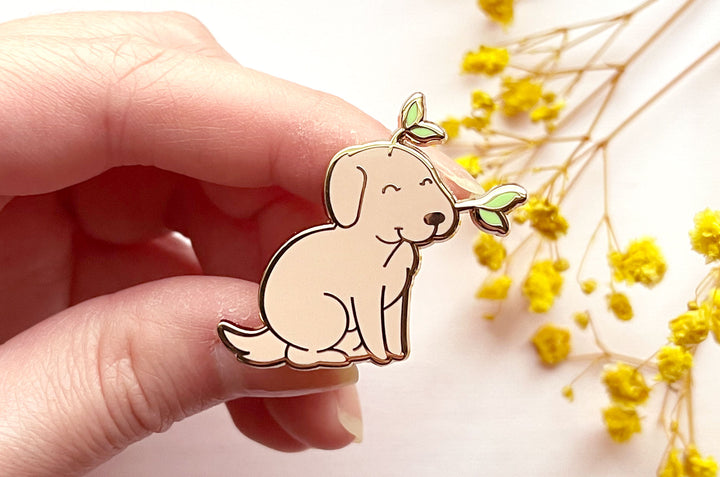 Bean Sprout Dog Enamel Pin