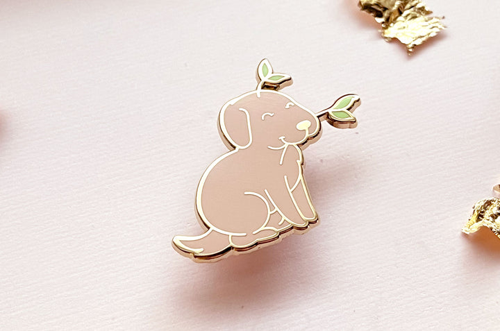 Bean Sprout Dog Enamel Pin