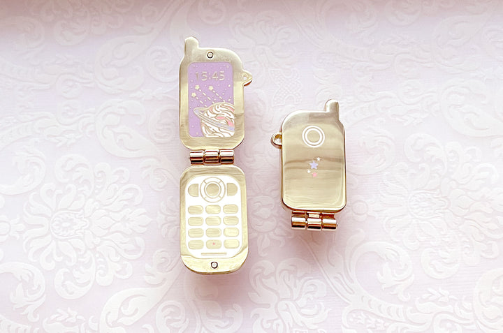 Celestial Cell Phone Hinged Enamel Pin