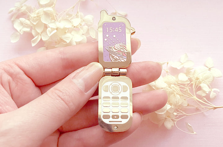 Celestial Cell Phone Hinged Enamel Pin