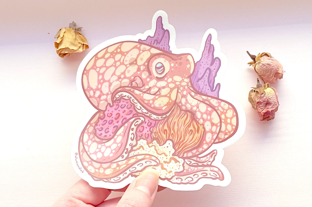 Caribbean Reef Octopus Clear Vinyl Sticker