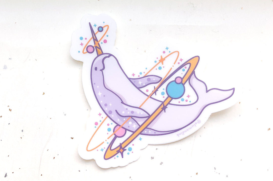 Cosmic Narwhal Clear Vinyl Sticker