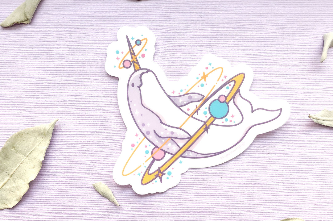 Cosmic Narwhal Clear Vinyl Sticker