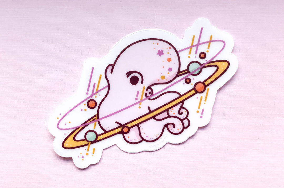 Cosmic Octopus Clear Vinyl Sticker