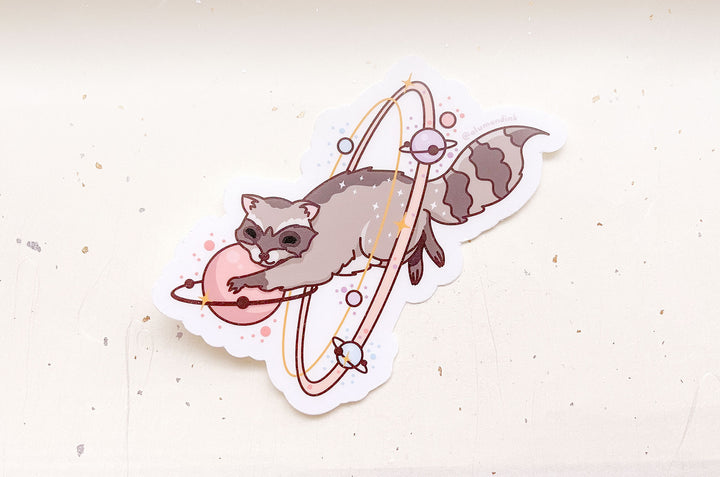 Cosmic Raccoon Clear Vinyl Sticker