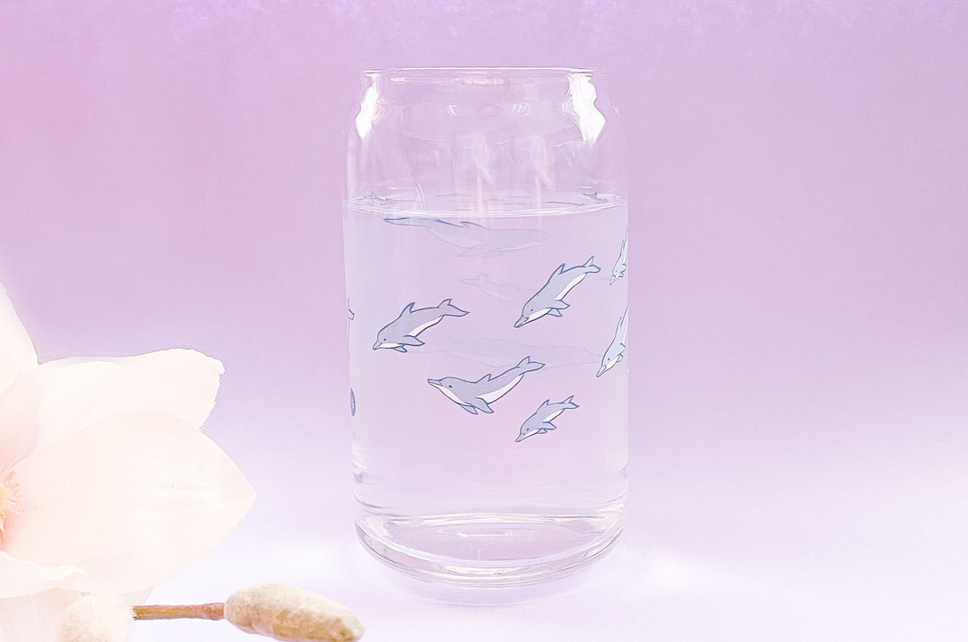 Dolphin Pod Soda Can Drinking Glass