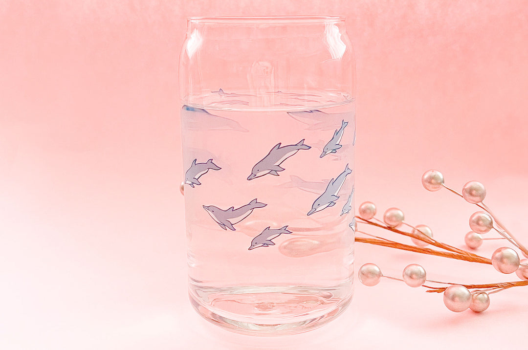 Dolphin Pod Soda Can Drinking Glass