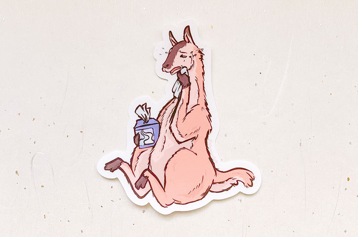 Drama Crying Llama Clear Vinyl Sticker