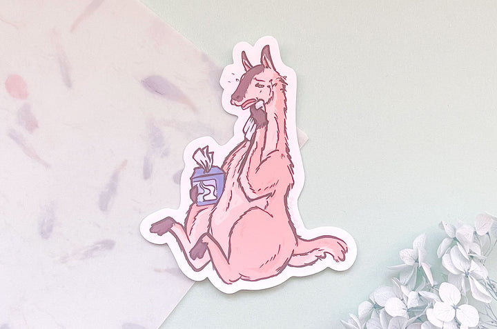 Drama Crying Llama Clear Vinyl Sticker