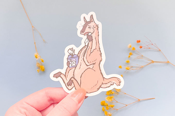 Drama Crying Llama Clear Vinyl Sticker