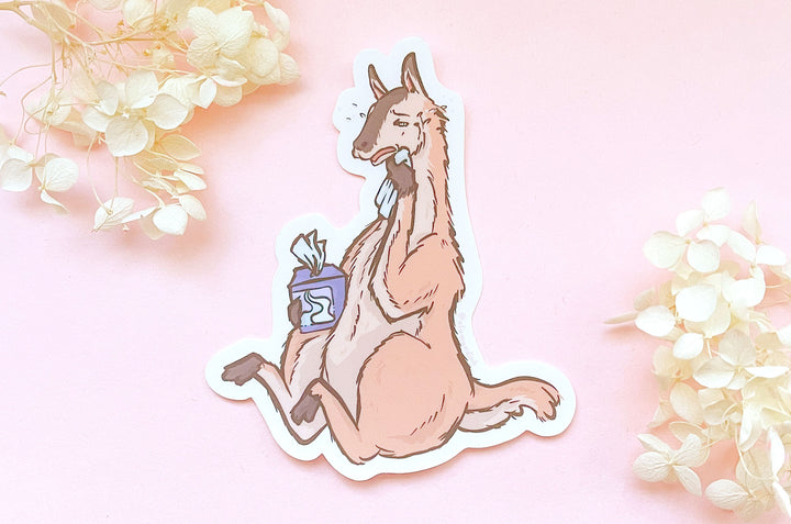 Drama Crying Llama Clear Vinyl Sticker