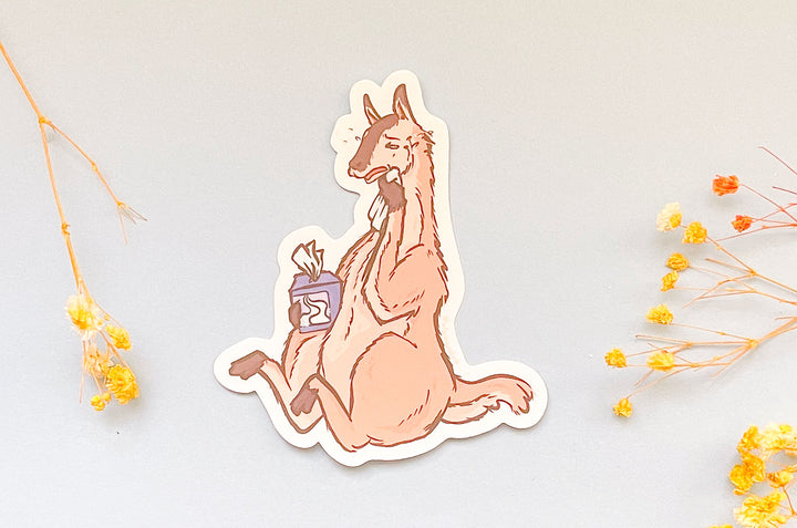 Drama Crying Llama Clear Vinyl Sticker