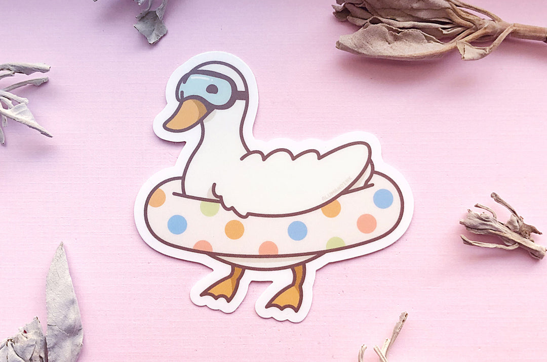 Duck Swimmer Clear Vinyl Sticker