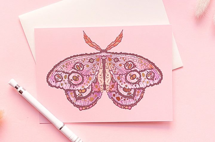 Fantasy Moth Gold Foil Greeting Card