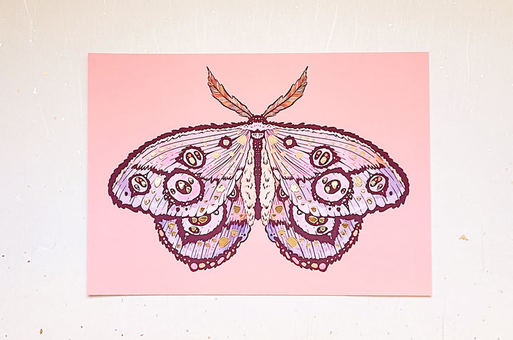 Fantasy Moth Gold Foil Art Print