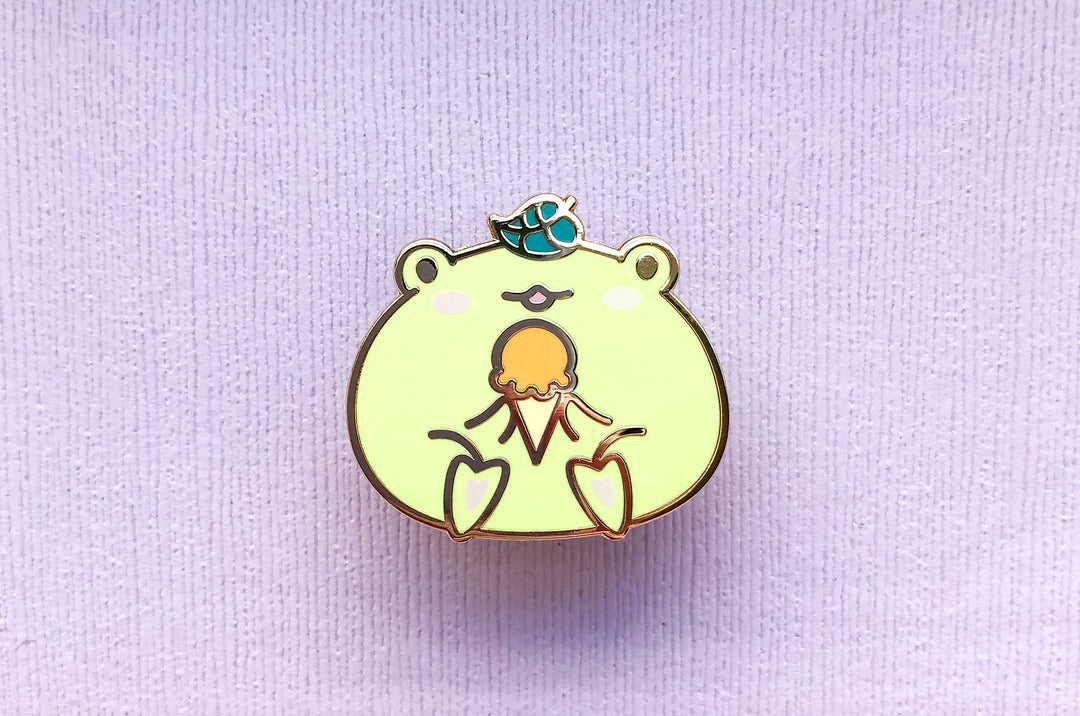 Gogo the Frog and Ice Cream Cone Enamel Pin