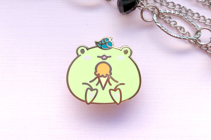 Gogo the Frog and Ice Cream Cone Enamel Pin