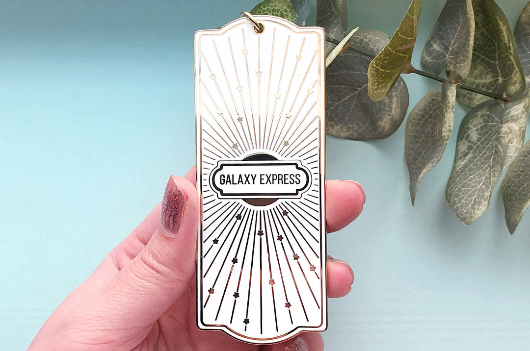 White and Gold Galaxy Express Train Ticket Charm