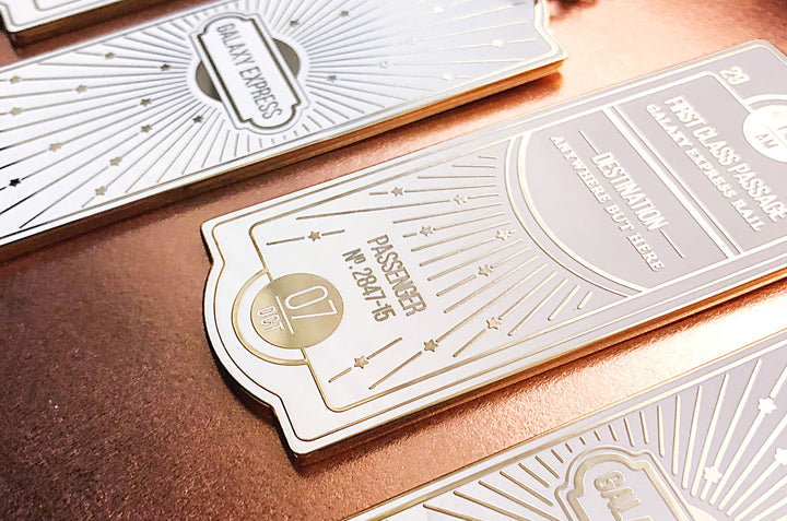 White and Gold Galaxy Express Train Ticket Charm