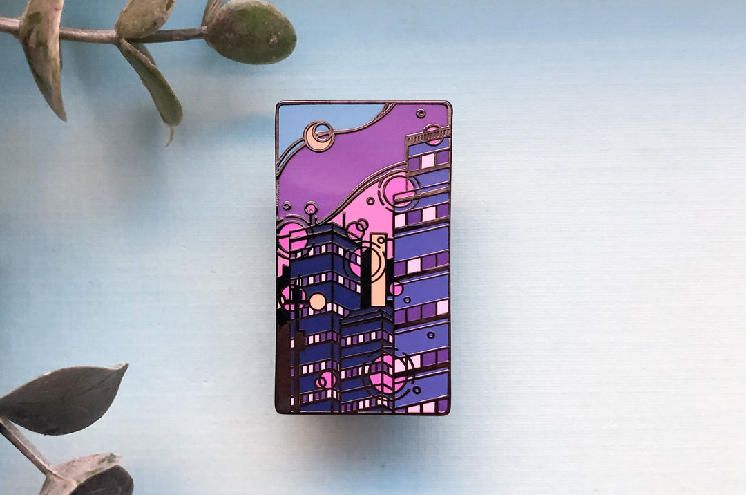 Glass Towers Synthwave Enamel Pin