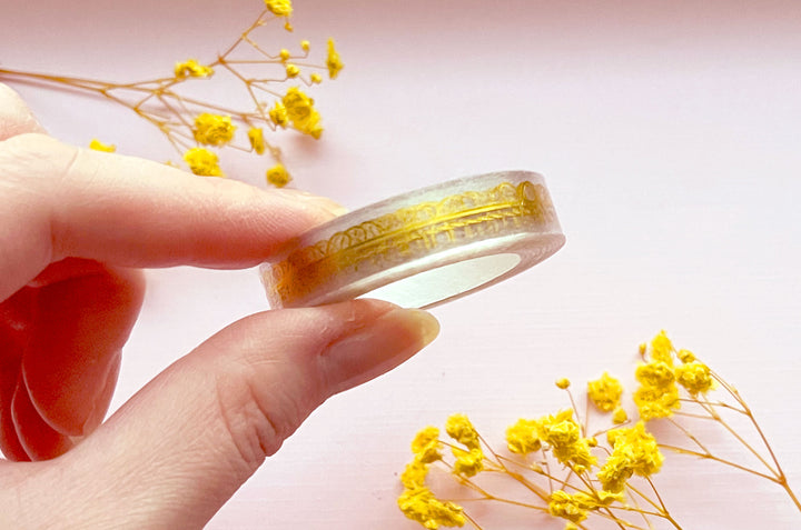 Gift Ribbon Bow Gold Foil Clear PET Tape