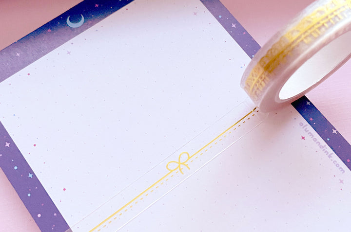 Gift Ribbon Bow Gold Foil Clear PET Tape