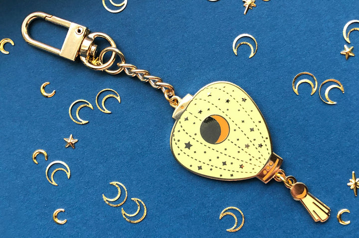 Green Stars and Moon Lantern Keychain Charm