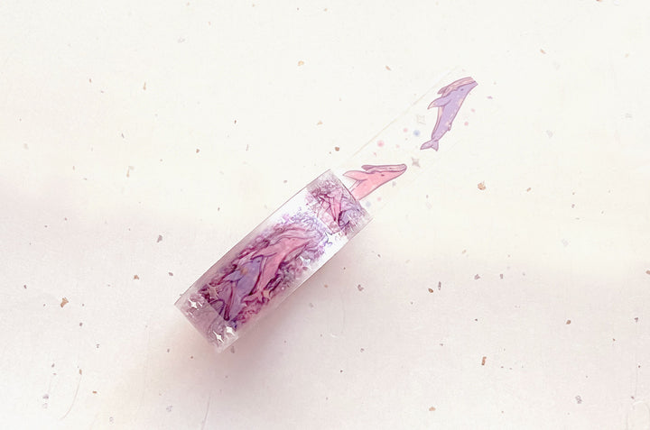 Humpback Whale Pod Silver Foil Clear PET Tape