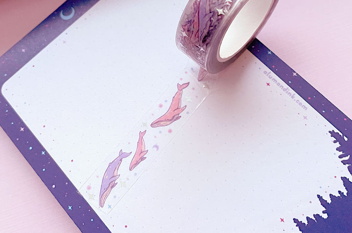 Humpback Whale Pod Silver Foil Clear PET Tape