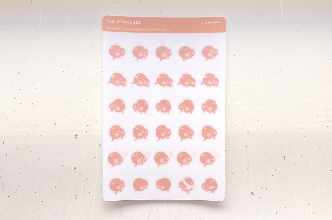 Cheeks IBS Clear Vinyl Sticker Sheet (Dark Skin Tone)